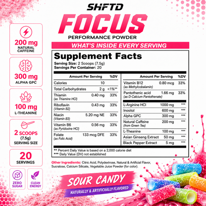 SHFTD™ Focus Performance Powder - Sour Candy